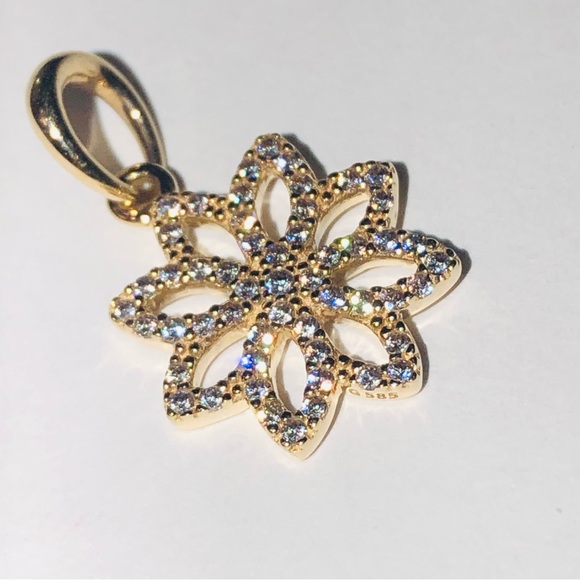 Authentic Pandora Solid 14k Gold Lace Botanique Floral Charm G585 Ale NWT - Picture 9 of 11